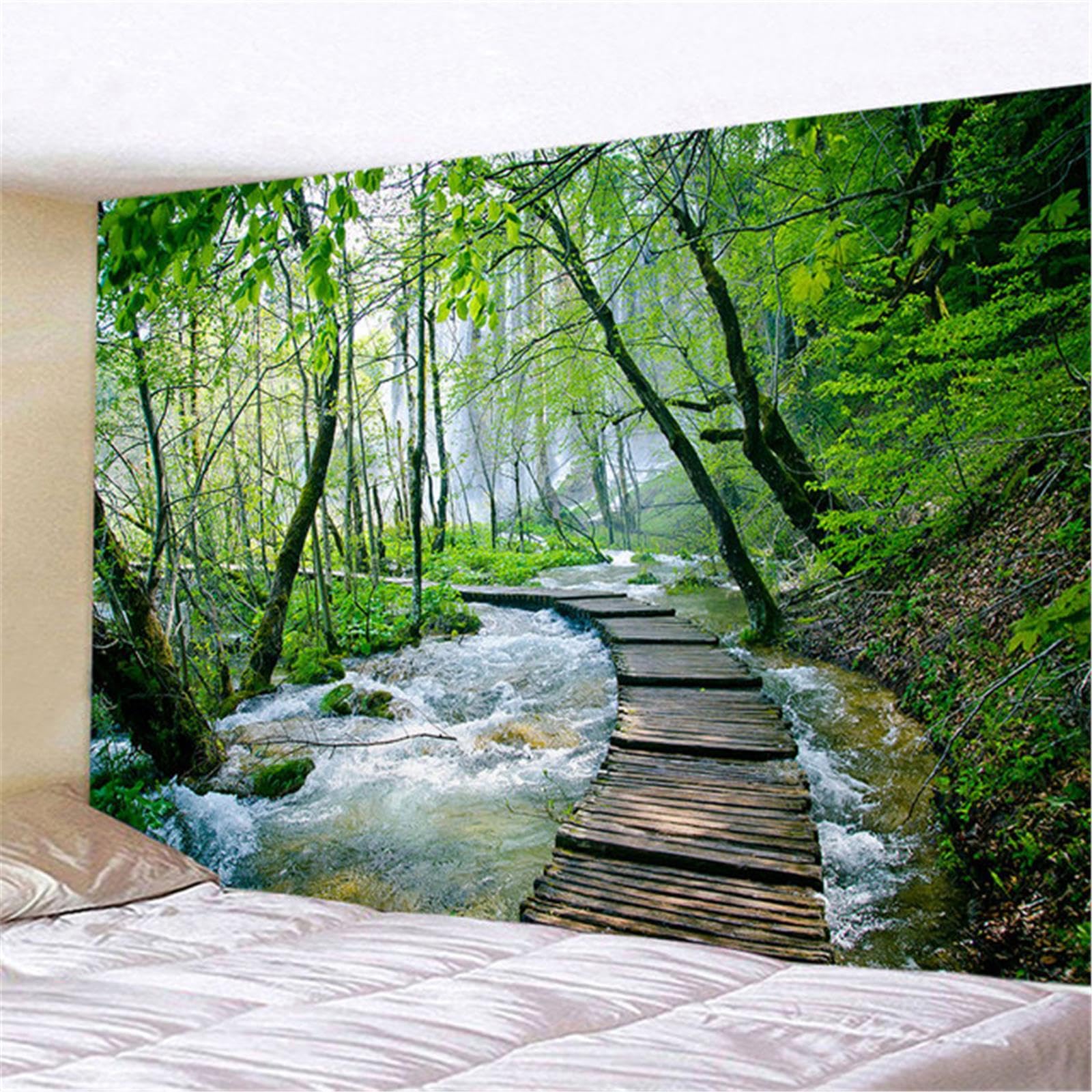 Amazon.co.jp: 渓流森タペストリー大判プリント自然風景アート壁布風景